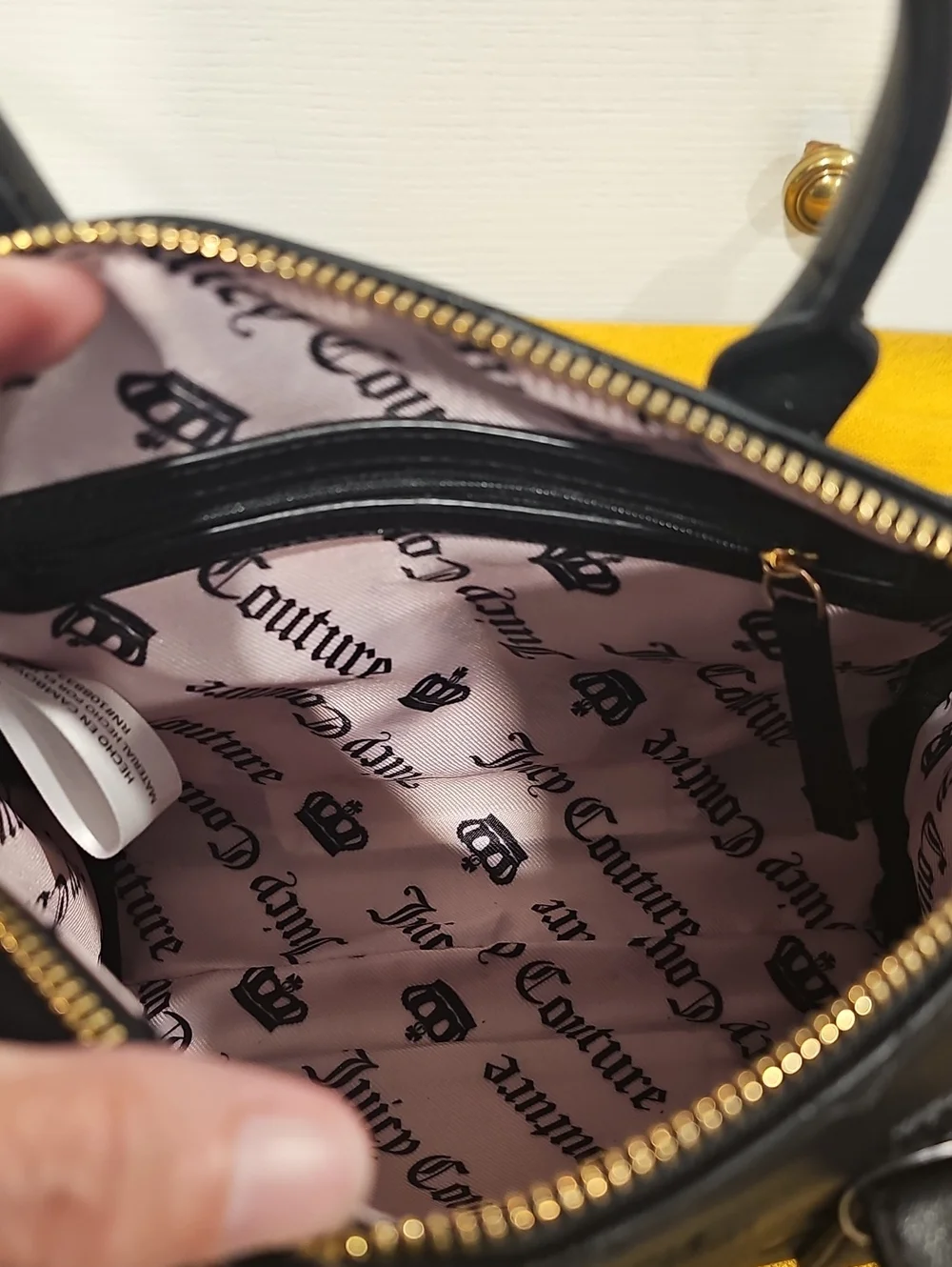 Juicy Couture Black Faux Leather Satchel Crossbody NWOT